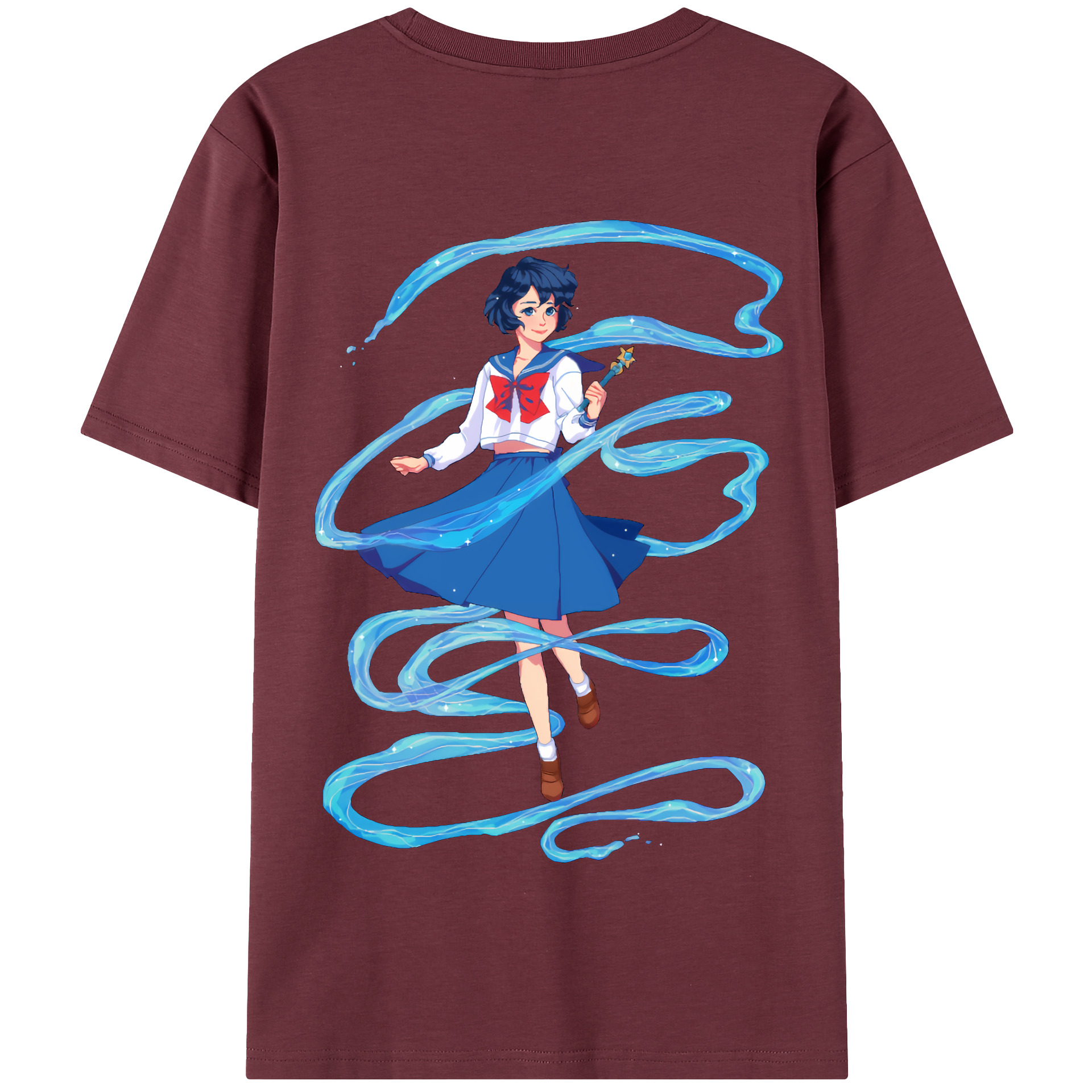 （画像用） 美少女戦士セーラームーン 水野 亜美 みずの あみ Sailor Moon Mizuno Ami 綿100％半袖Tシャツ（背面プリント）